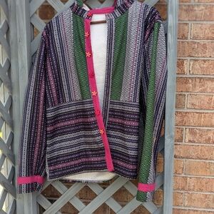 Baja boho multi print light jacket Or Cardigan with hood